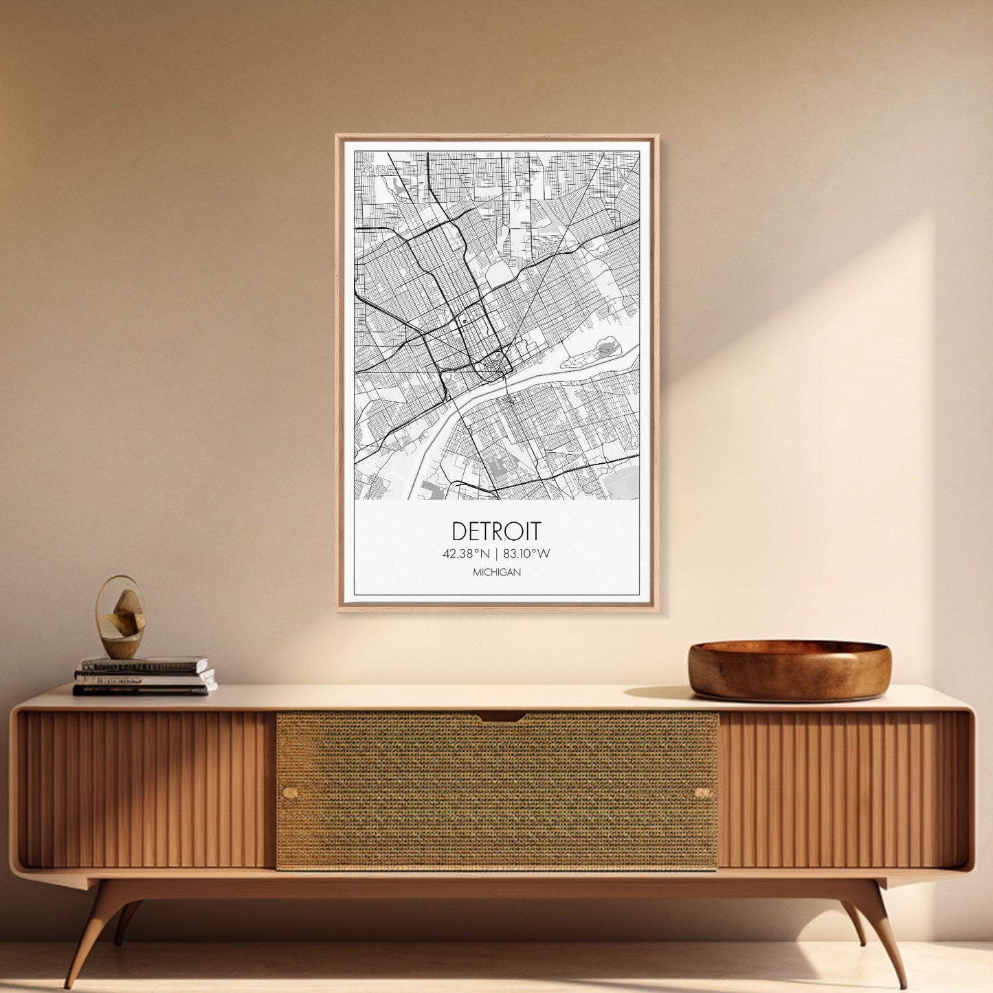 Detroit Street Map, Michigan Map, City Map Art, Minimalist Art, Wall Art, Canvas Print, Wall Art Bedroom, Travel Prints, Gift For Couple