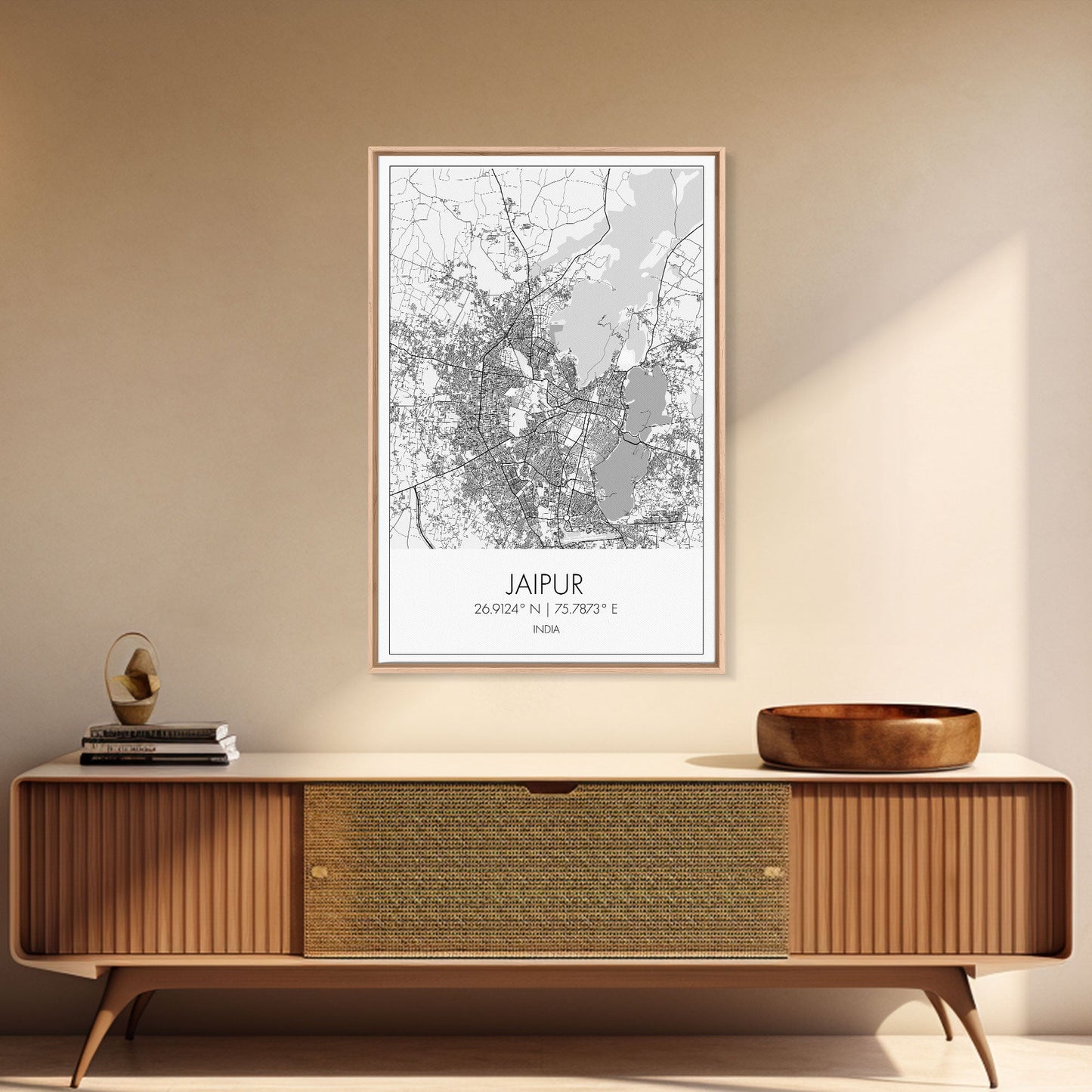 Jaipur Street Map, India Map, Asia City Map Art, Modern Wall Art, Wall Art, Canvas Print, Bedroom Print, Gifts For Her, Travel Wall Décor