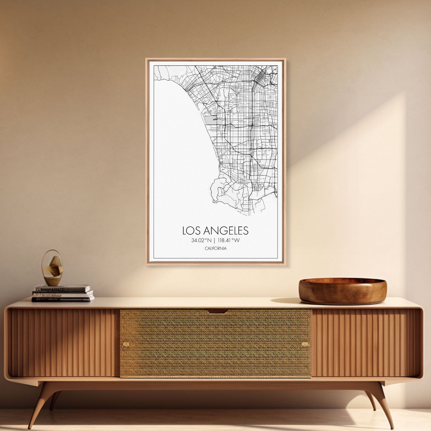 Los Angeles Street Map, California Map, City Map Art, Modern Art, Wall Art, Canvas Print, Travel Wall Print, Wedding Gift, Bedroom Décor