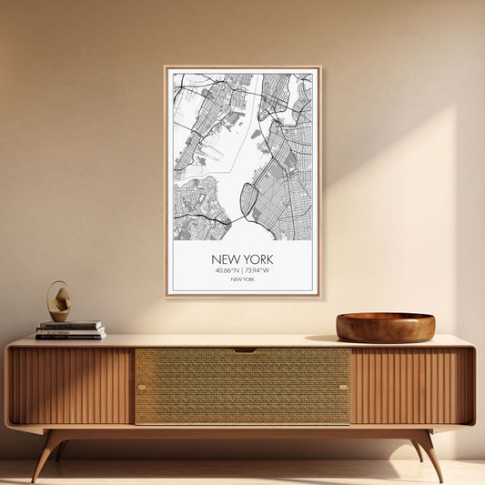 New York Street Map, New York Map, City Map Art, Modern Art, Wall Art, Canvas Print, Home Office Art, Unique Travel Gifts, Travel Wall Print