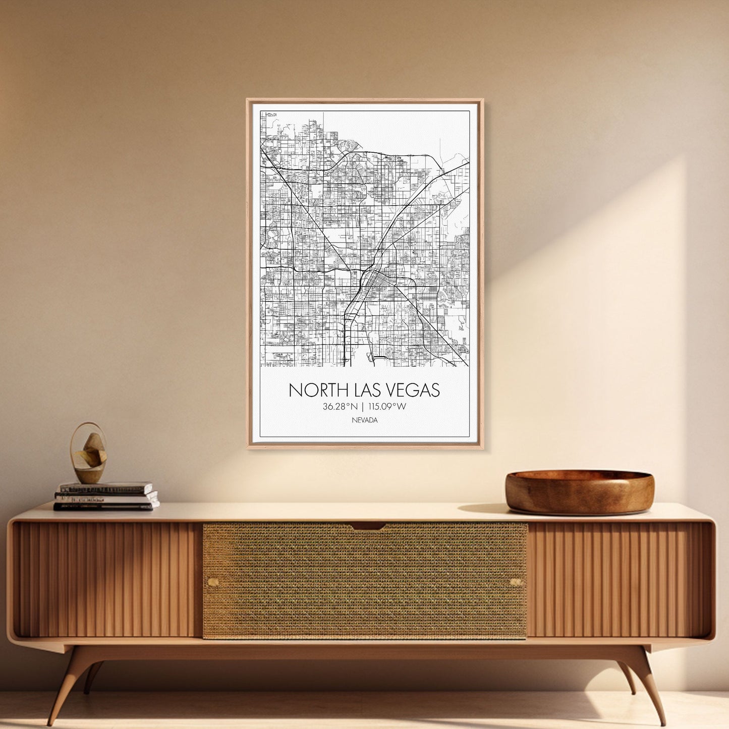 North Las Vegas Street Map, Nevada Map, City Map Art, Modern Art, Wall Art, Canvas Print, Wall Décor Bedroom, Honeymoon Gift,  Travel Art