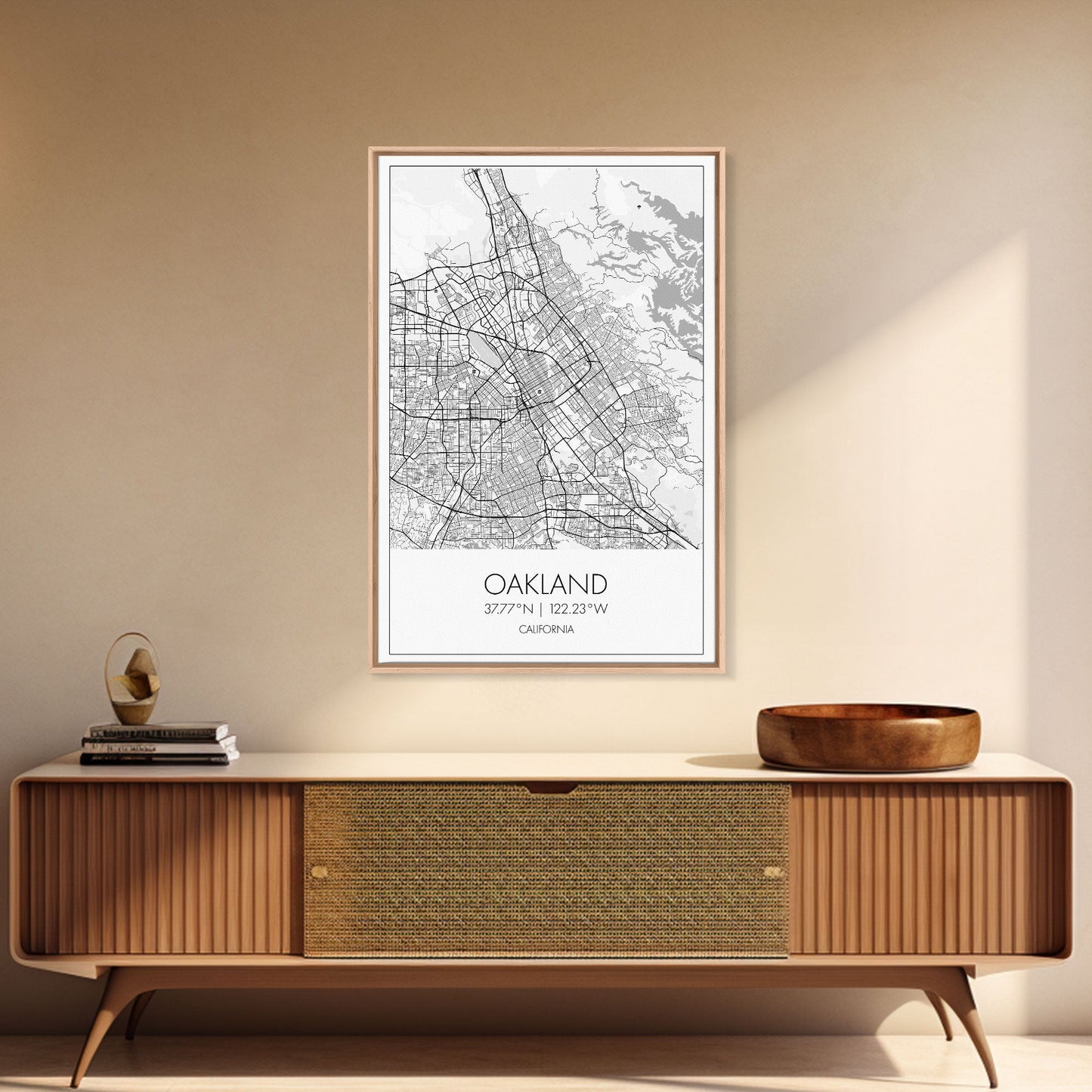 Oakland Street Map, California Map, City Map Art, Modern Art, Wall Art, Canvas Print, Living Room Art, Gift For Her, Adventure Wall Art