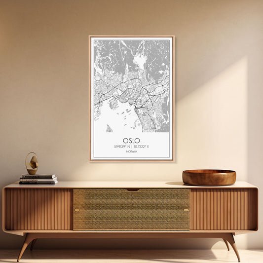 Oslo Street Map, Norway Map, Europe City Map Art, Modern Art, Wall Art, Canvas Print, Bedroom Art, Travelling Gifts, Travel Wall Décor