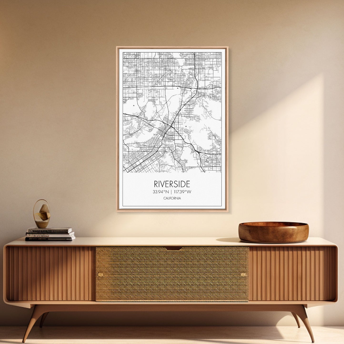 Riverside Street Map, California Map, City Map Art, Minimalist Art, Wall Art, Canvas Print, Unique Wall Décor, Boyfriend Gift, Travel Art
