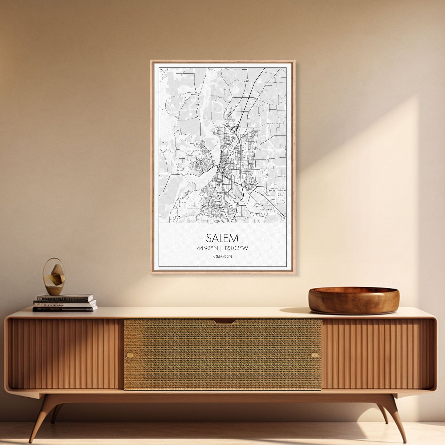 Salem Street Map, Oregon Map, City Map Art, Minimalist Art, Wall Art, Canvas Print, Dorm Room Décor, Graduation Gift, Travel Wall Print