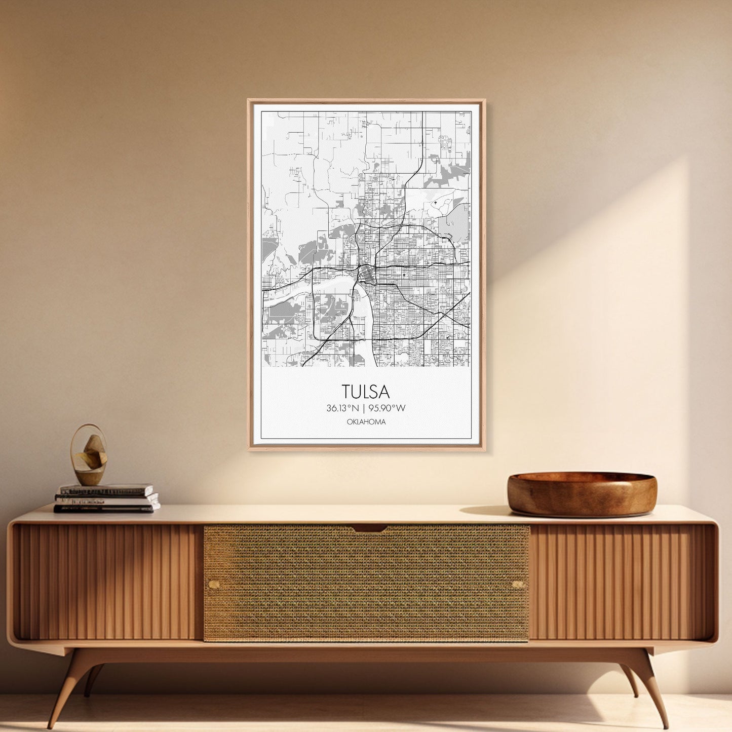 Tulsa Street Map, Oklahoma Map, City Map Print, Modern Wall Art, Wall Art, Canvas Print, Dorm Room Décor, Gift For Husband, Travel Art Print