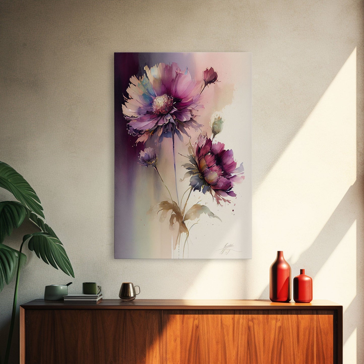 Vintage Style Framed Canvas Art  // Vintage Floral Print // Vintage White Roses Painting // Still Life Botanical Farmhouse print // Flower