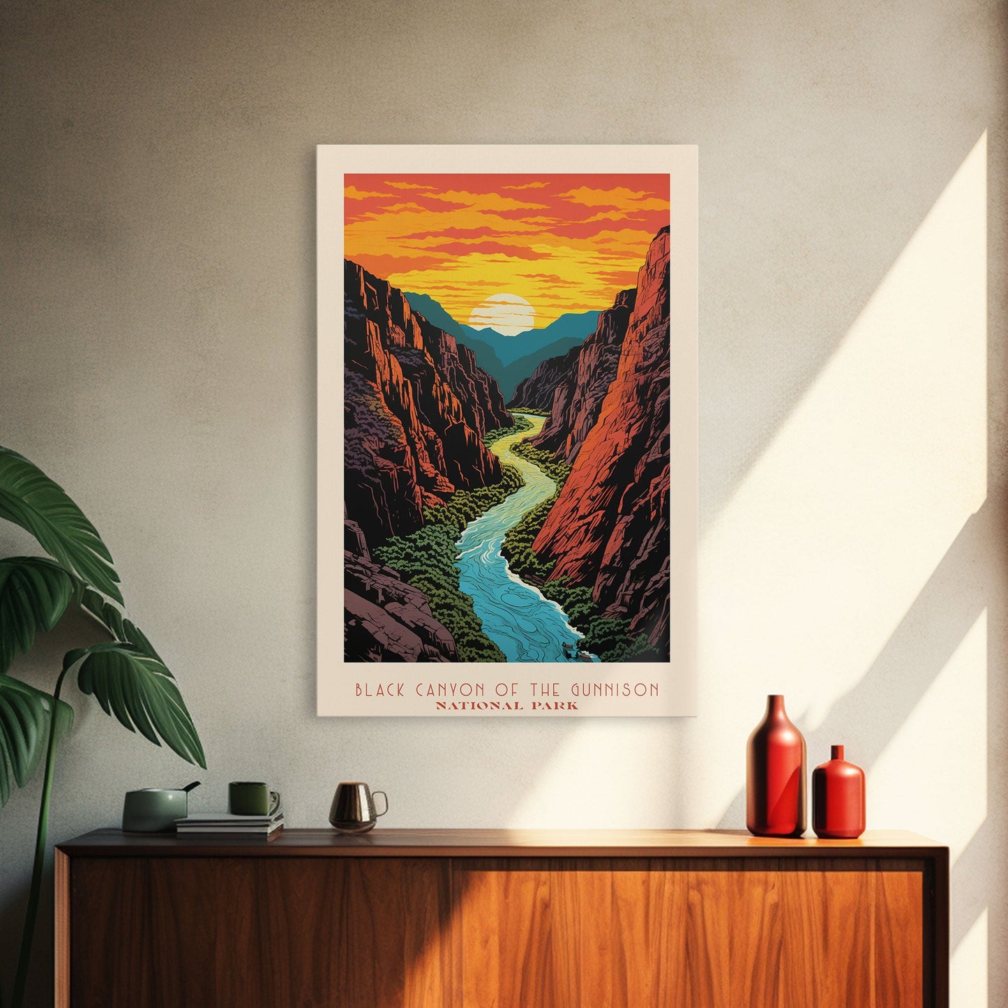 Black Canyon Of The Gunnison National Park, Framed Wall Art Canvas Print, Travel Poster, Colorado Travel Art, Roadtrip Decor, Cool Art