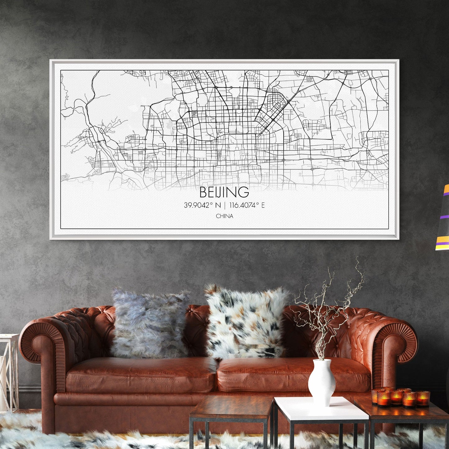 Beijing Street Map, China Map, Map Print, Modern Art, Wall Art, Canvas Print, Asian Art Print, Moving Gift, Travel Wall Art, Apartment Décor
