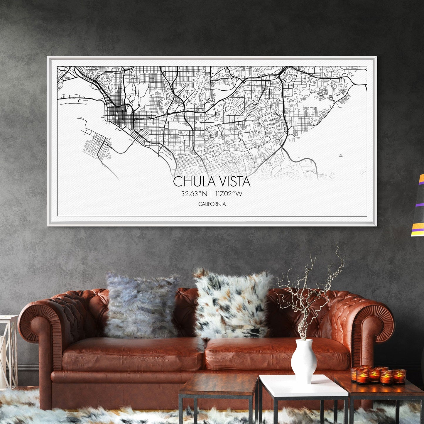 Chula Vista Street Map, California Map, Map Print, Modern Art, Wall Art, Canvas Art, Laundry Room Décor, Homeschool Wall Art, Over Bed Art