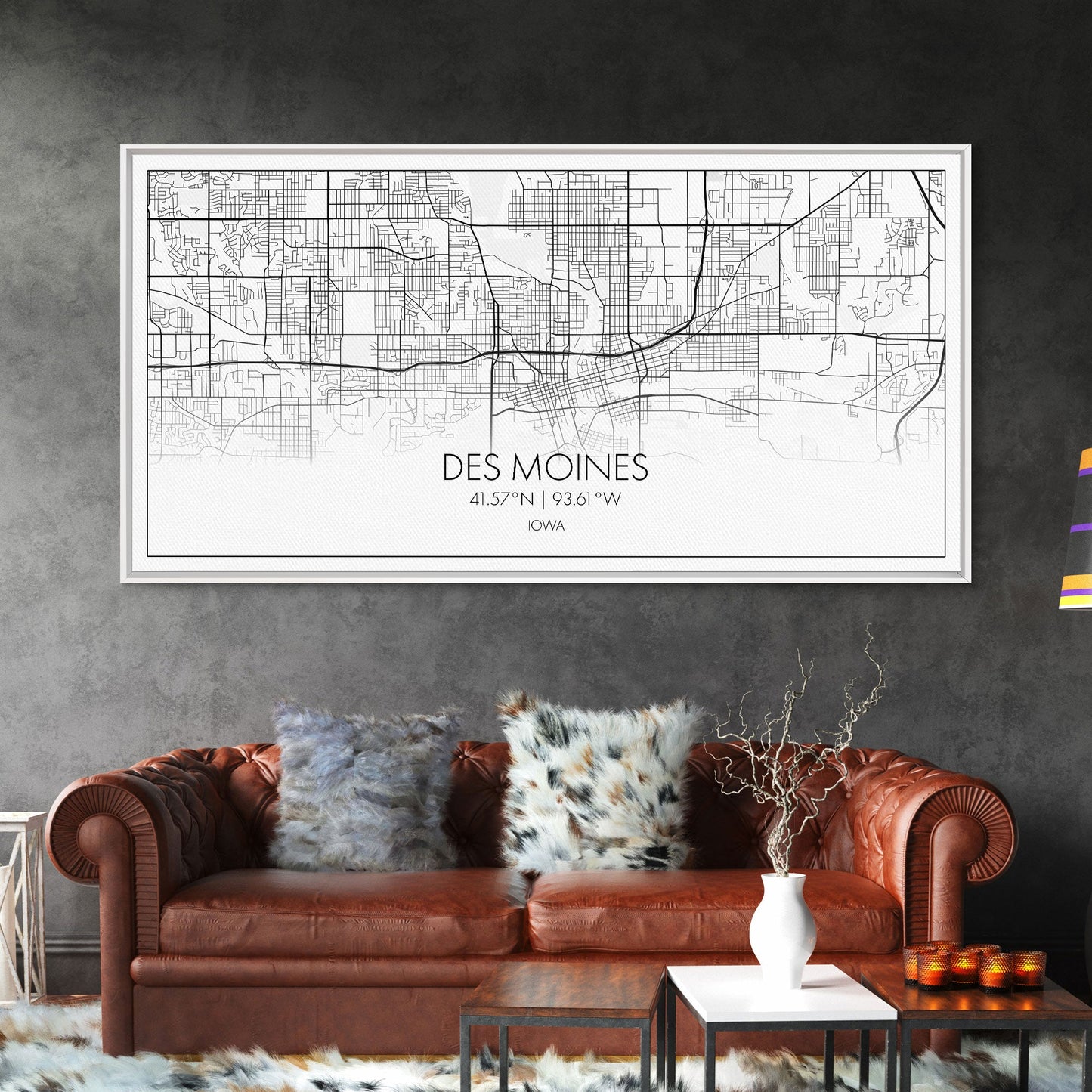 Des Moines Street Map, Iowa Map, Map Print, Minimalist Art, Wall Art, Canvas Art, Girls Bedroom Décor, Dorm Room Décor, Gift For Dad, Office