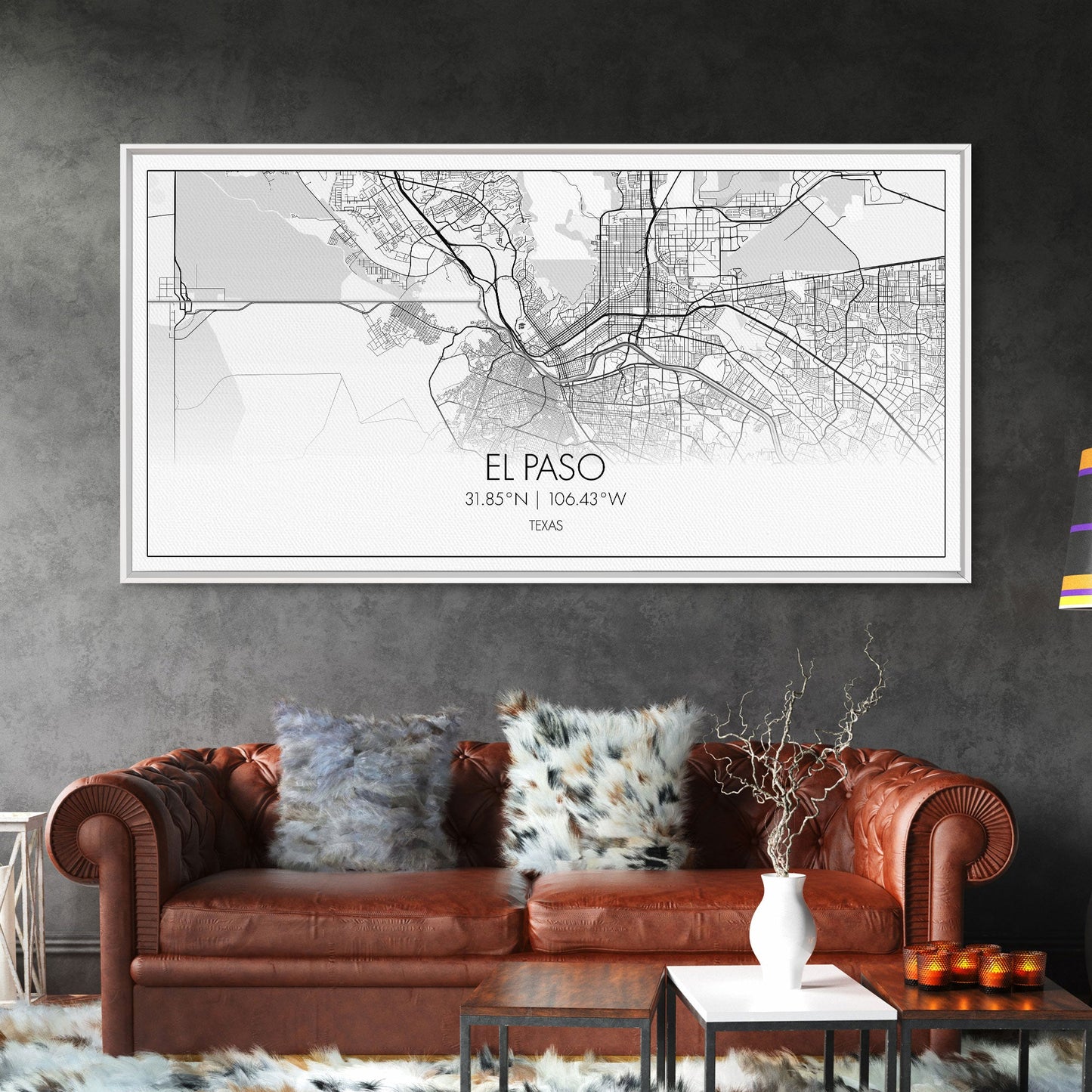El Paso Street Map, Texas Map, Map Art, Minimalist Art, Wall Art, Canvas Art, Dorm Room Décor, Unique Room Décor, Father Gift, Prints