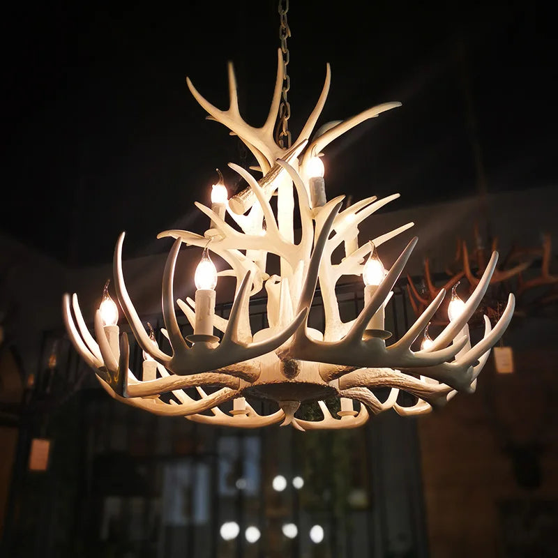 Rustic Antler Chandelier - Industrial Wind Lamps for Restaurant, Internet Cafe, and Hotel Decor