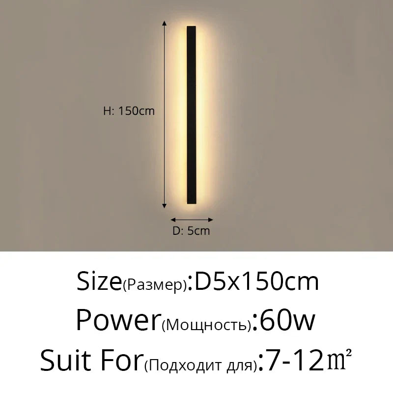 Sleek Outdoor Waterproof Long Strip Wall Lamps - Modern Elegance for Creative Villas, Courtyards, and Indoor LED Lighting