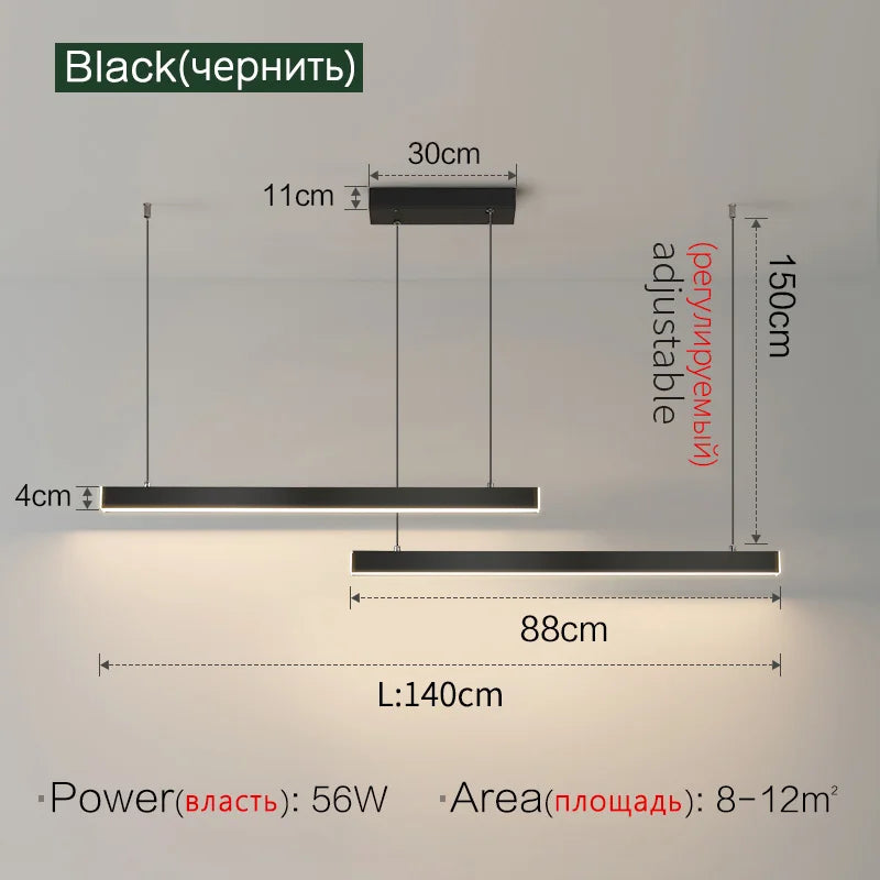 Creative Nordic Word Long Dining Table Lamp - Modern Chandelier for Dining Rooms, Bars, and Offices