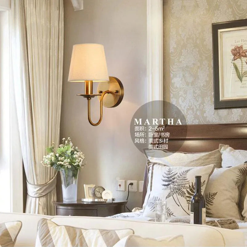 Fabric E14 Wall Lamp - Modern European Style Bedroom Bedside Lamp for Living Room, Hotel, Study, and Office