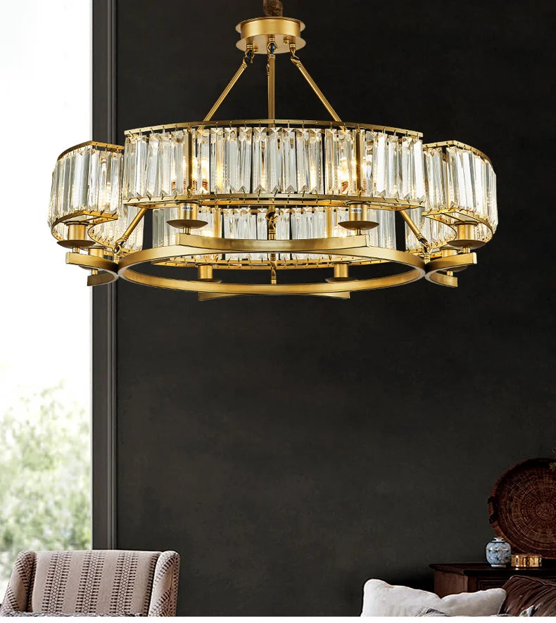 Zoe's K9 Crystal Modern Glass Chandelier - Copper Luxury Hanging Lamp
