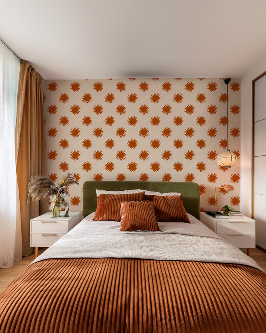 Sol Wallpaper, tan and rust