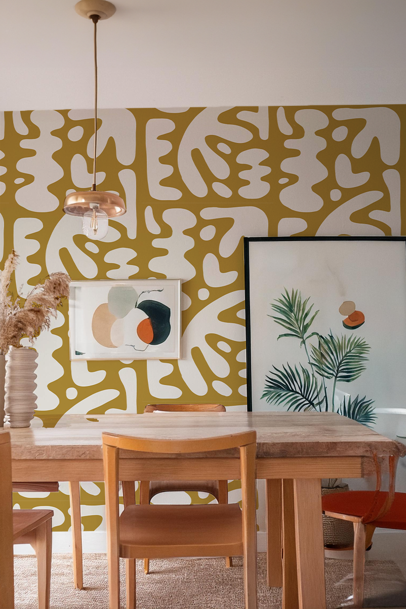 Bubbly Wallpaper, mustard