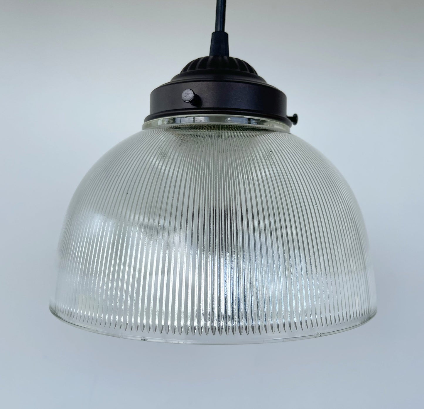 Antique 1960's Factory Holophane Chandelier Light