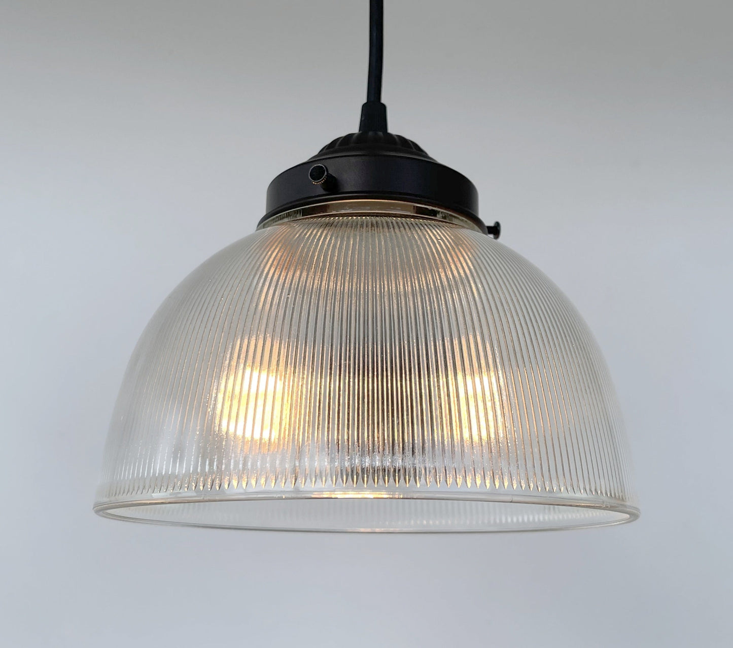 Antique 1960's Factory Holophane Chandelier Light