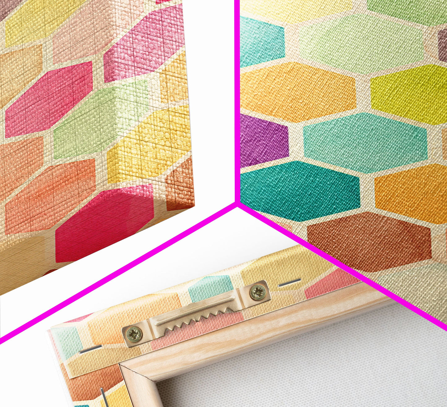 Hexagon Art, Mid Century Art Print, Framed Modern Art, Geometric Art, Mid Century Modern Wall Art, Colorful Art, MCM Style Canvas Art