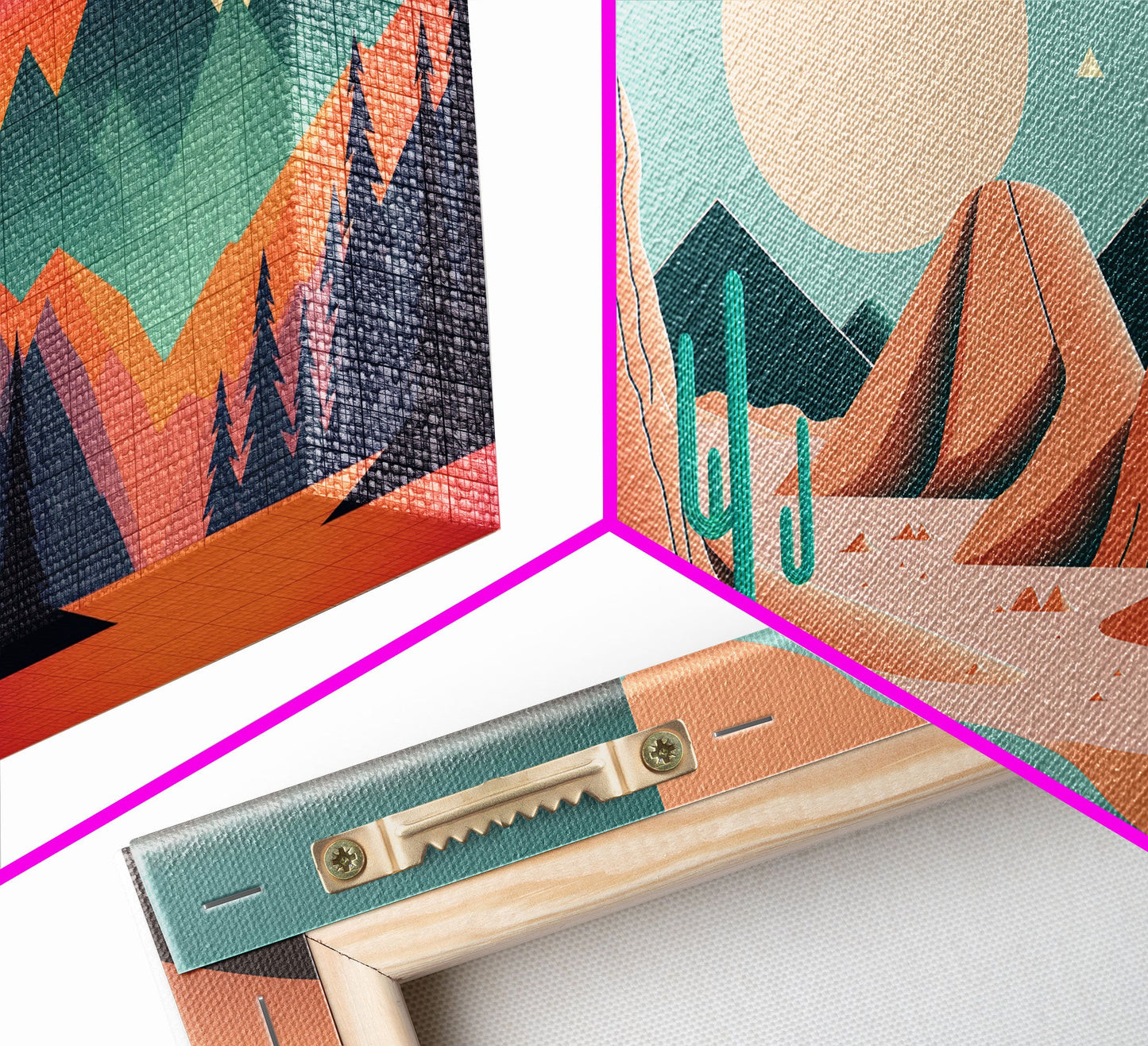 Set of 3 Desert Canvas Prints, Four Peaks Arizona Wall Art, 3 Piece Print Set, Arizona Desert, Boho Print, Modern Wall Art, Framed Canvas