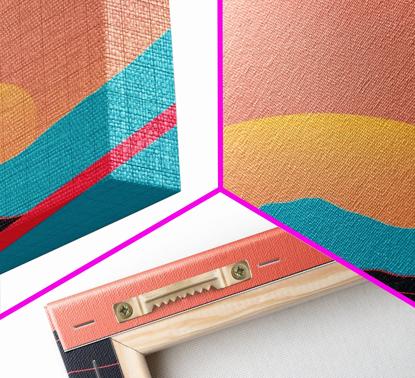 Peach Sunset, Framed Canvas Print, Minimalist Art Deco Inspired Wall Art