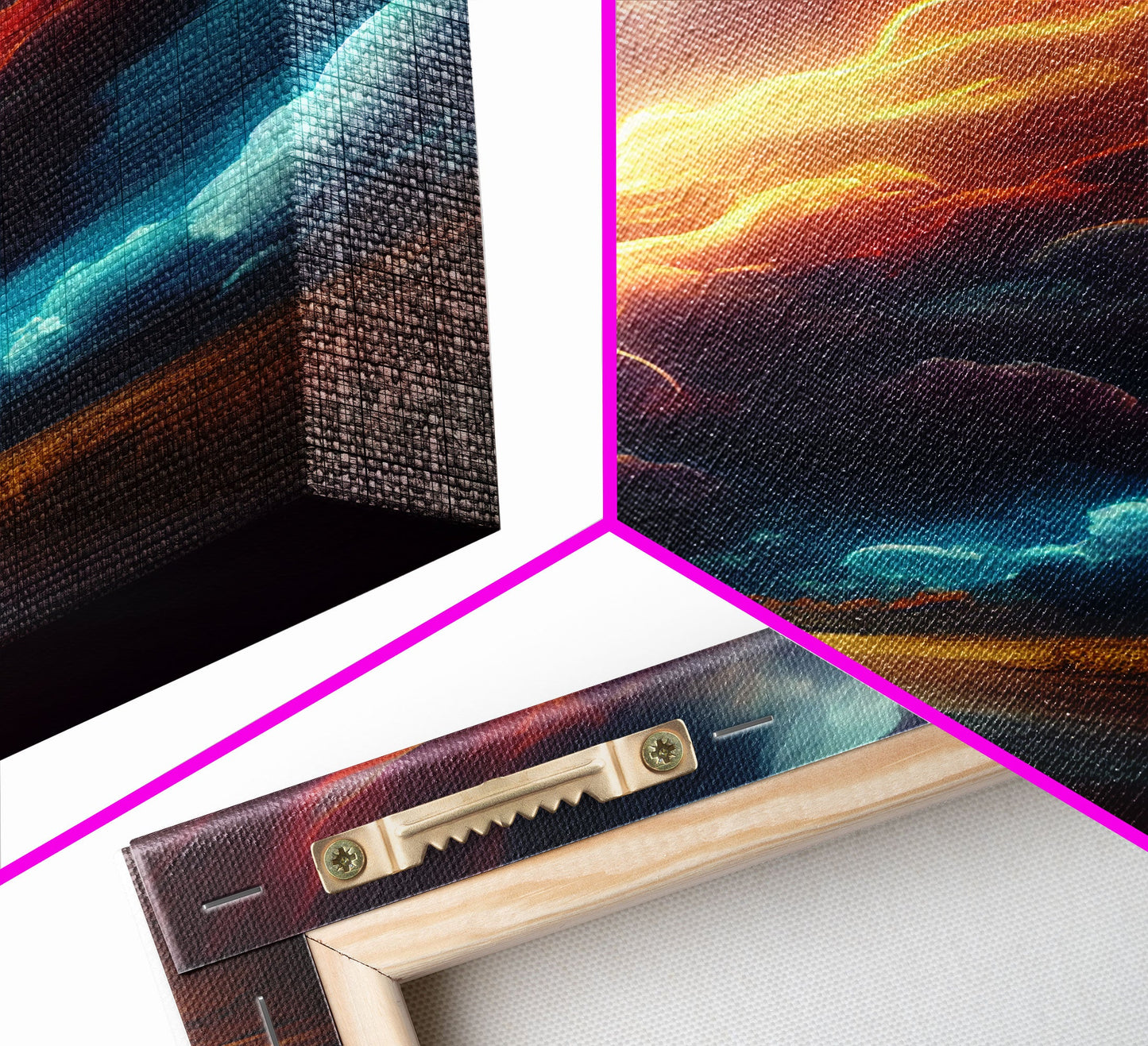 Watercolor painting canvas print of a thunder storm, gloomy wall art, golden hour, cool rain storm wall art