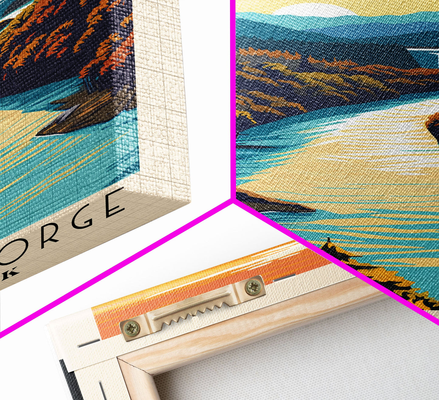 New River Gorge National Park Travel Art, National Park Print, Minimalist Travel Art, Midcentury Modern Style Landscape Painting