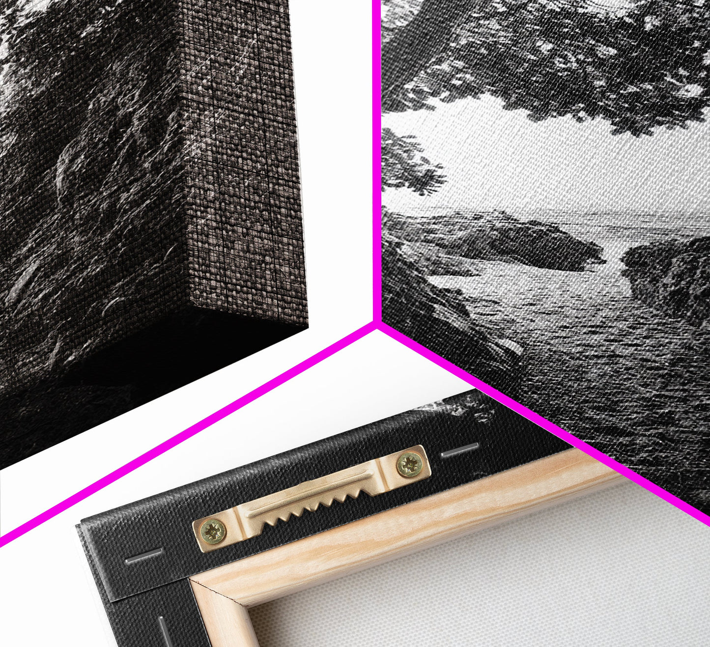 Hidden Beach, Cave Entrance, Secret Shoreline, Natural Light, Canvas Print, Bathroom Wall Decor, Travel Inspired Art, Black And White