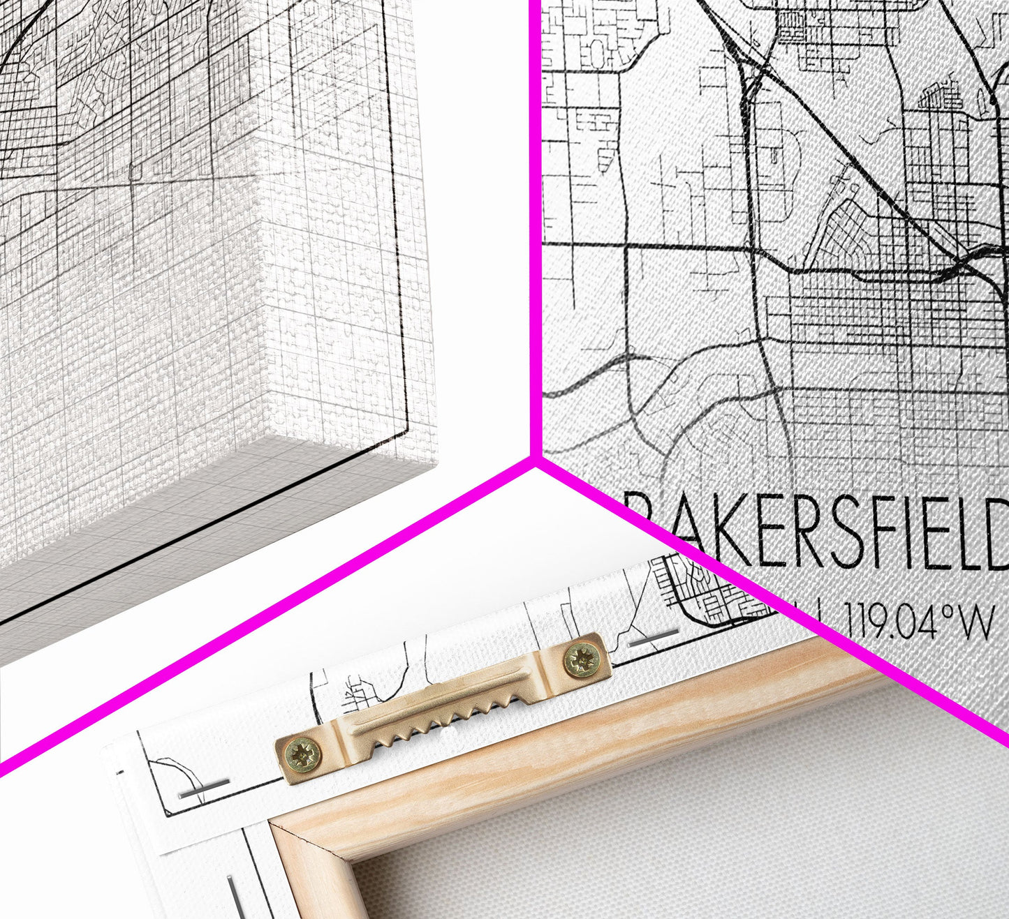Bakersfield Street Map, California Map, Map Print, Modern Art, Wall Art, Canvas Print, Cabin Décor, Gift For Home, Unique Wall Art, Room Art