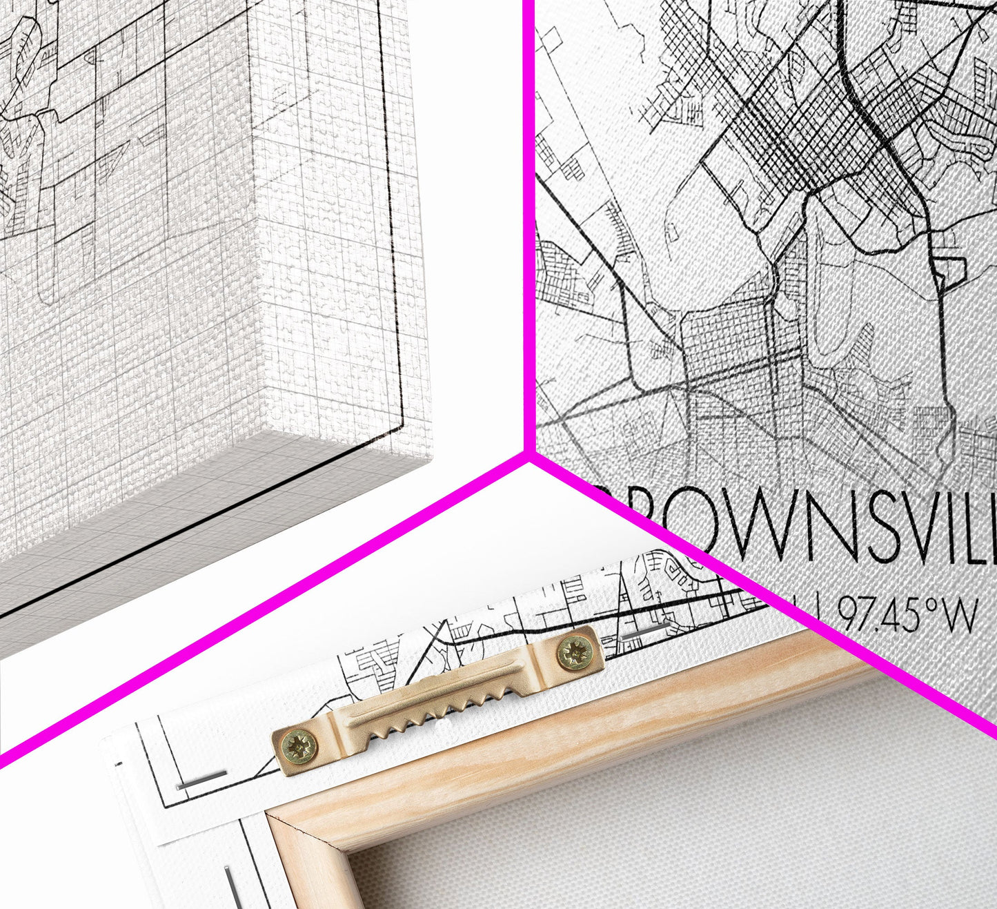 Brownsville Street Map, Texas Map, Map Print, Modern Art, Wall Art, Canvas Art, Realtor Closing Gift, Wall Décor Over The Bed, Couples Gift