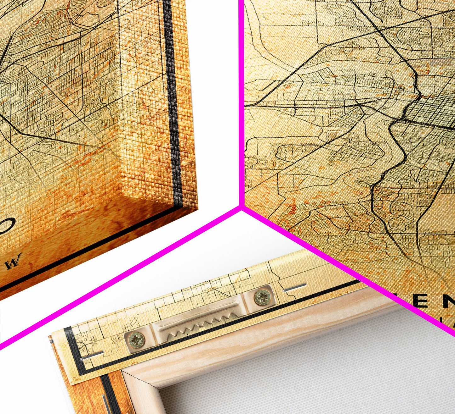 Vintage Sacramento map print poster or framed canvas | Sacramento city map print poster canvas | Sacramento, California print poster canvas