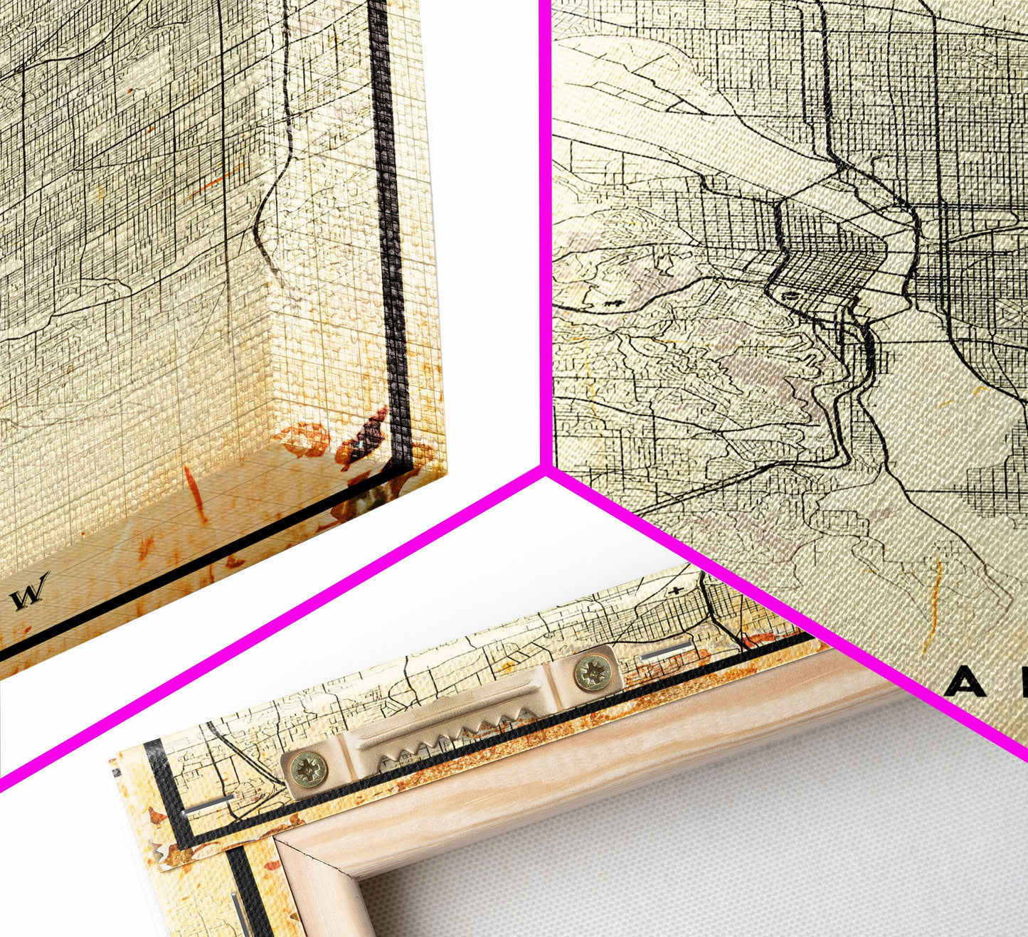 Portland Oregon Street Map, Framed Canvas Art, Oregon United States Road Map Wall Art, Office Wall Art, Portland Wall Decor for Office