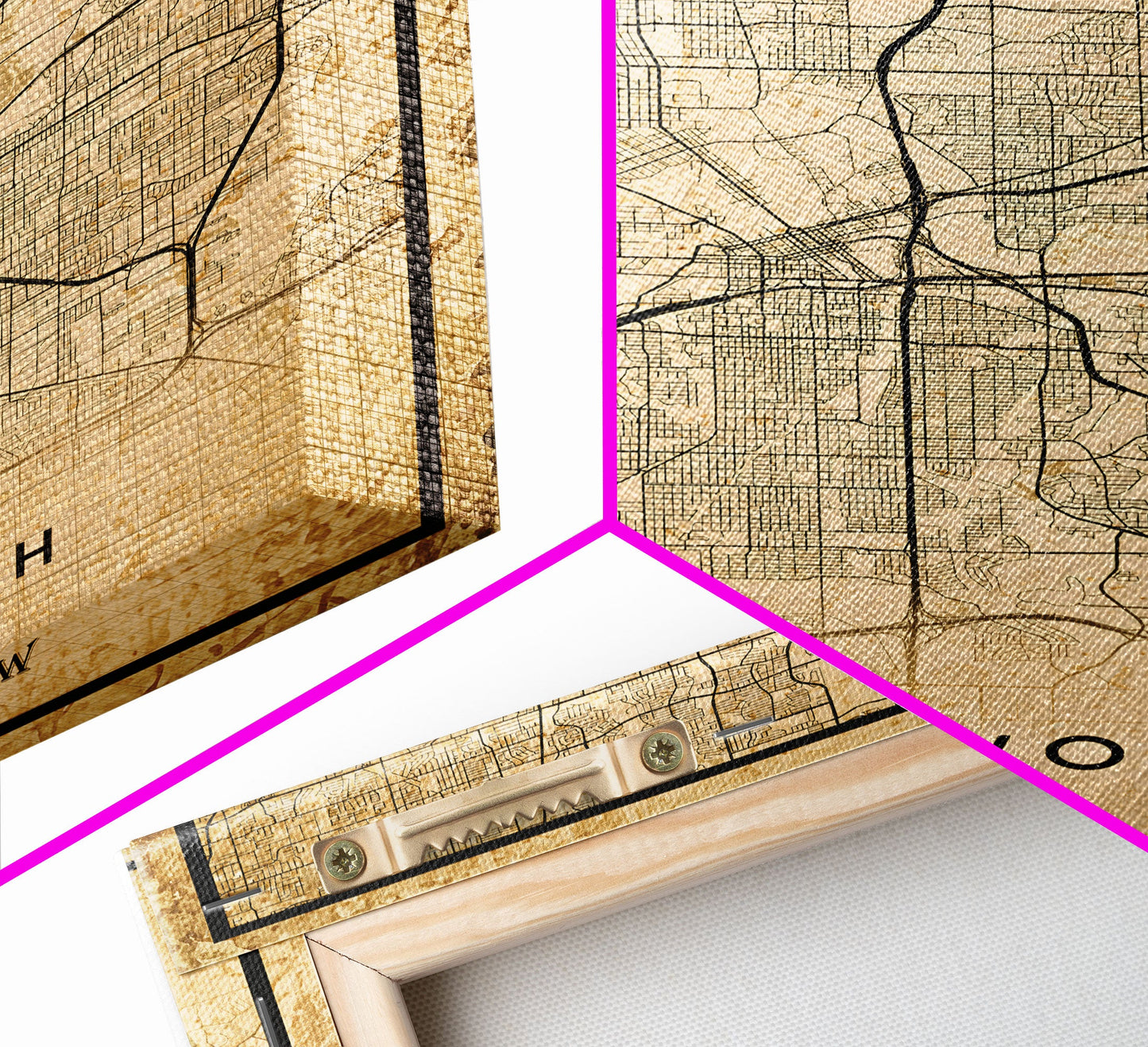 Fort Worth map print poster or framed canvas, Texas map print poster canvas, Fort Worth city map print poster canvas, Panther City