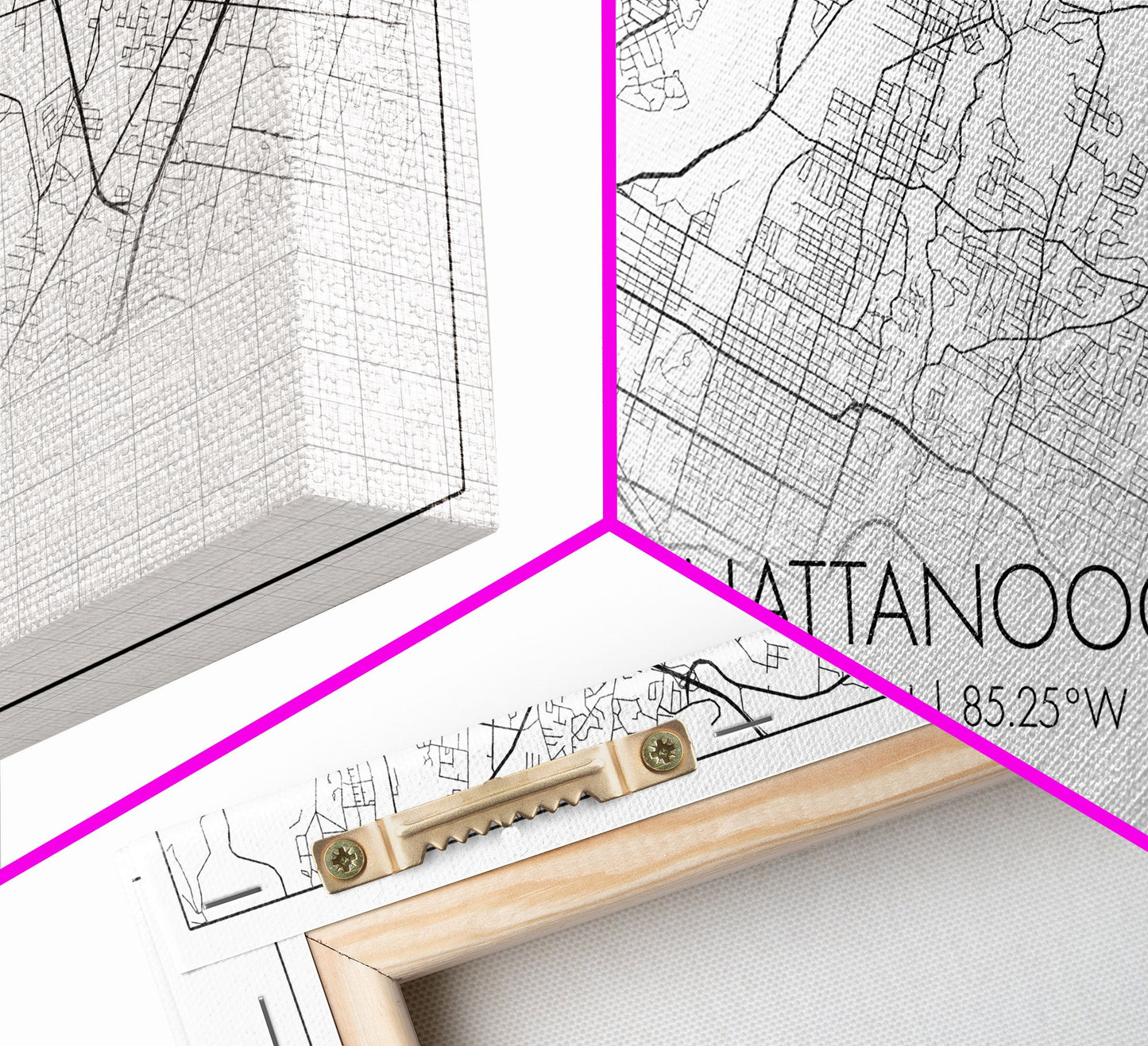 Chattanooga Street Map, Tennessee Map, Map Print, Modern Art, Wall Art, Canvas Art, Cute Room Décor, Wall Art Canvas, Trendy Wall Art