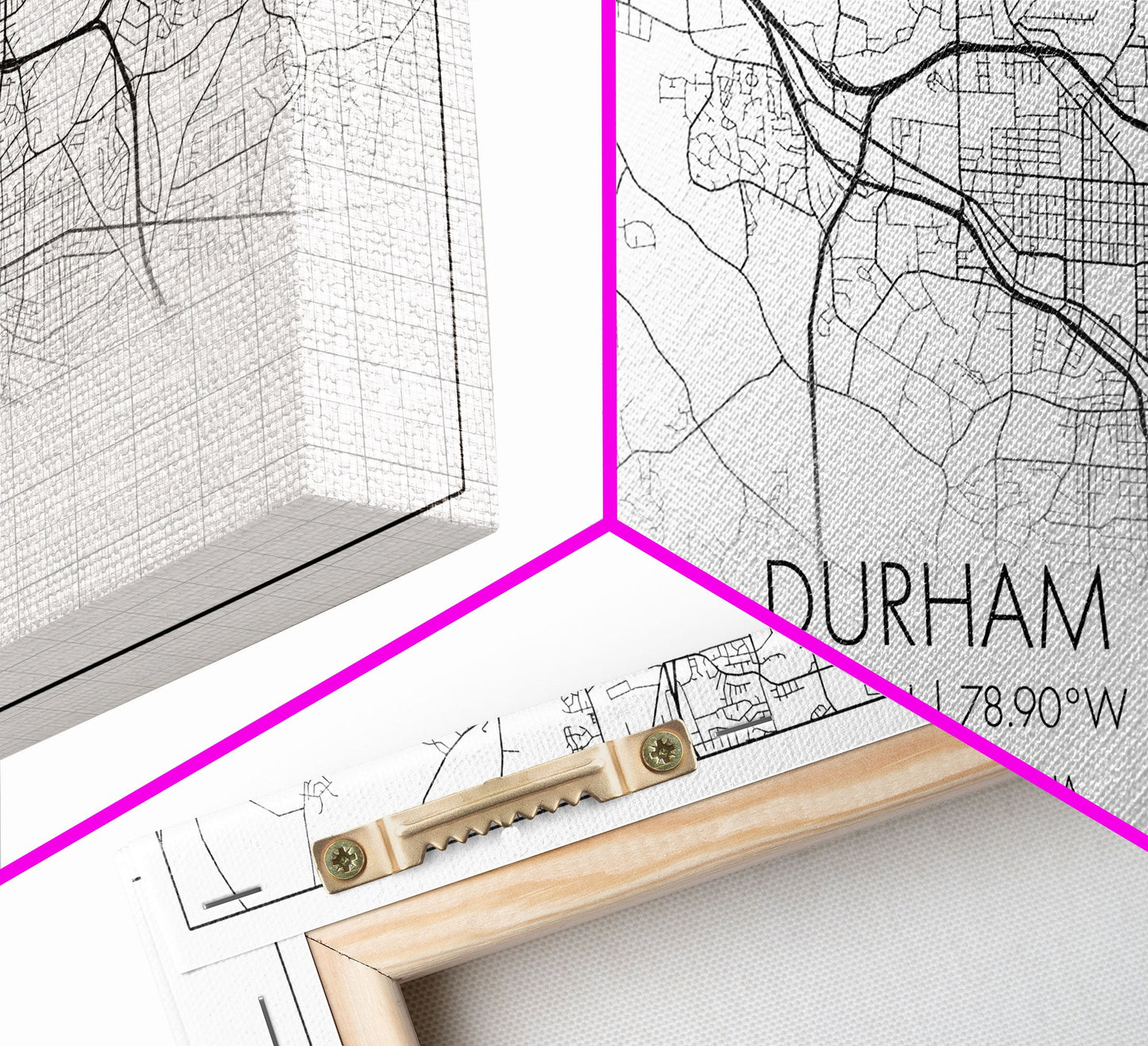 Durham Street Map, North Carolina Map, Map Art, Minimalist Art, Wall Art, Canvas Art, Trendy Room Décor, Bar Room Décor, Teacher Gift
