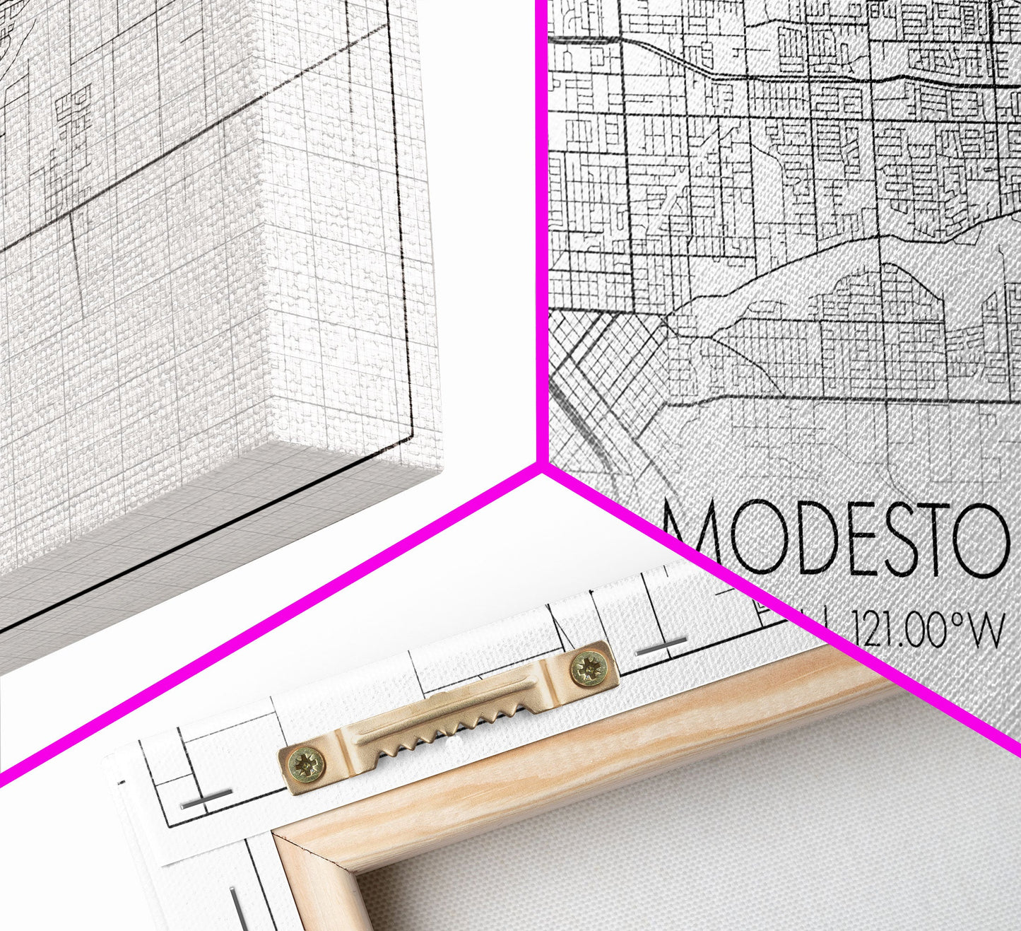 Modesto City Map, California Map, Map Art, Minimalist Wall Art, Wall Art, Canvas Art, Gift For Wife, Dorm Room Prints, Horizontal Wall Art
