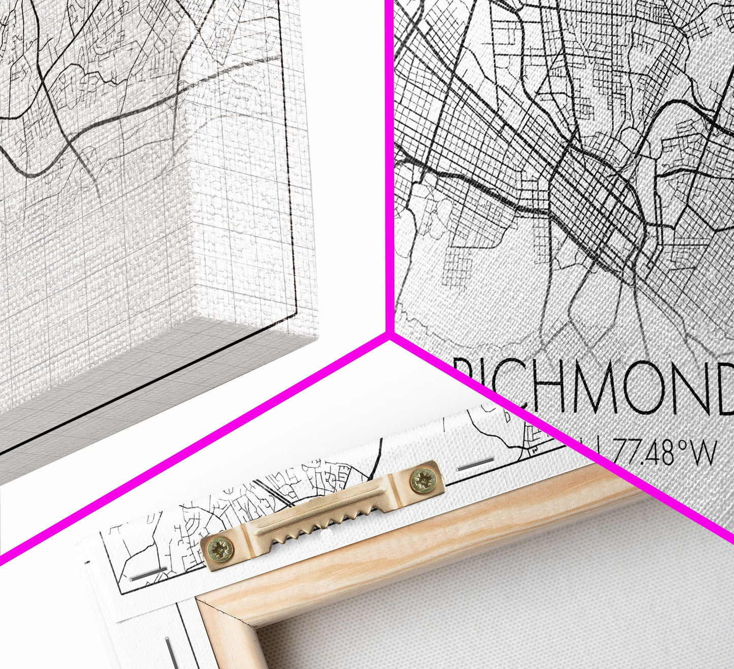 Richmond City Map, Virginia Art, Map Print, Minimalist Wall Art, Wall Art, Canvas Art, Best Gifts For Him, Wall Décor Prints, Horizontal Art