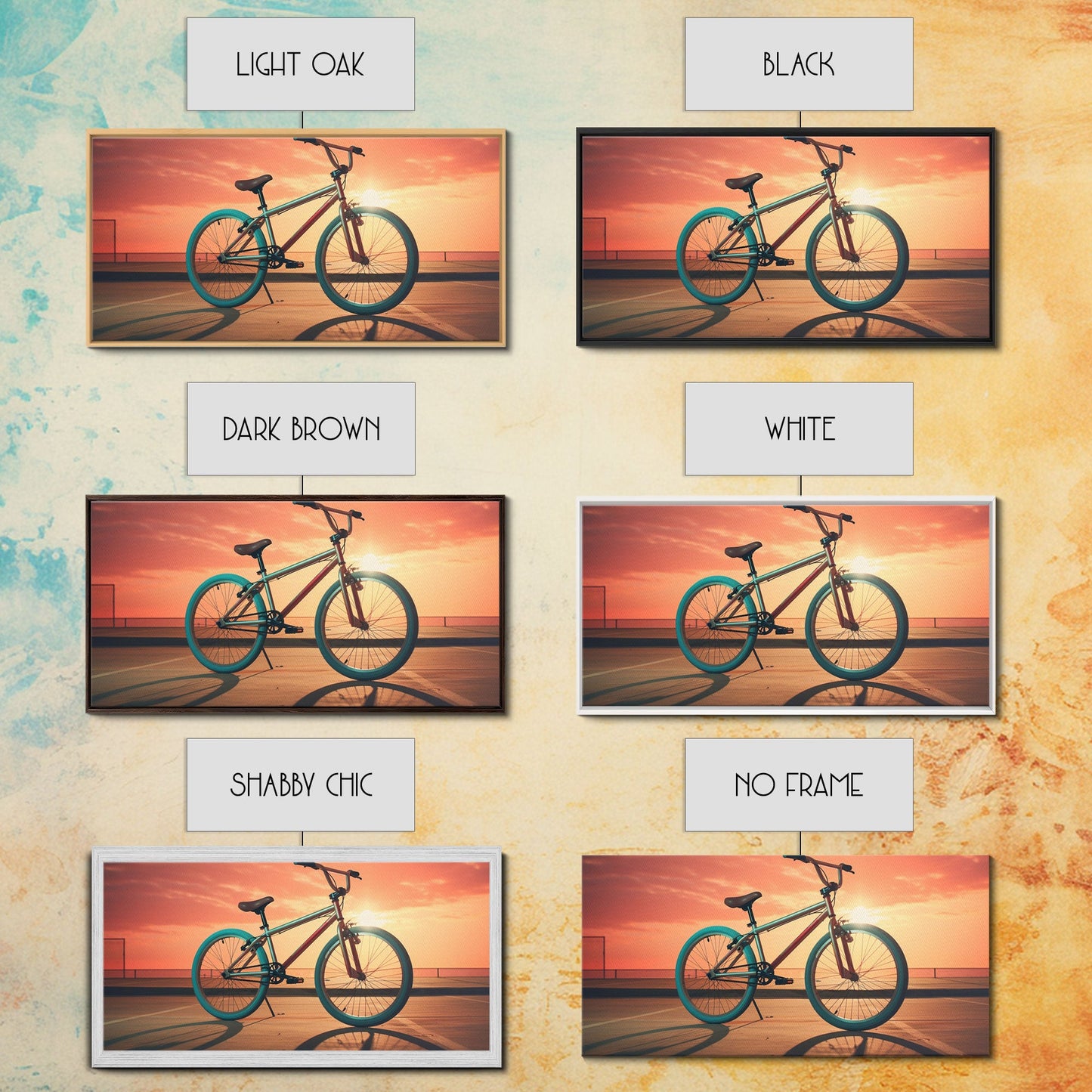 Vaporwave BMX Bike, Framed Canvas Print, Retro Wall Art, Sunset Photography, Bicycle Decor, Bike Rider Gift, Guy Gift
