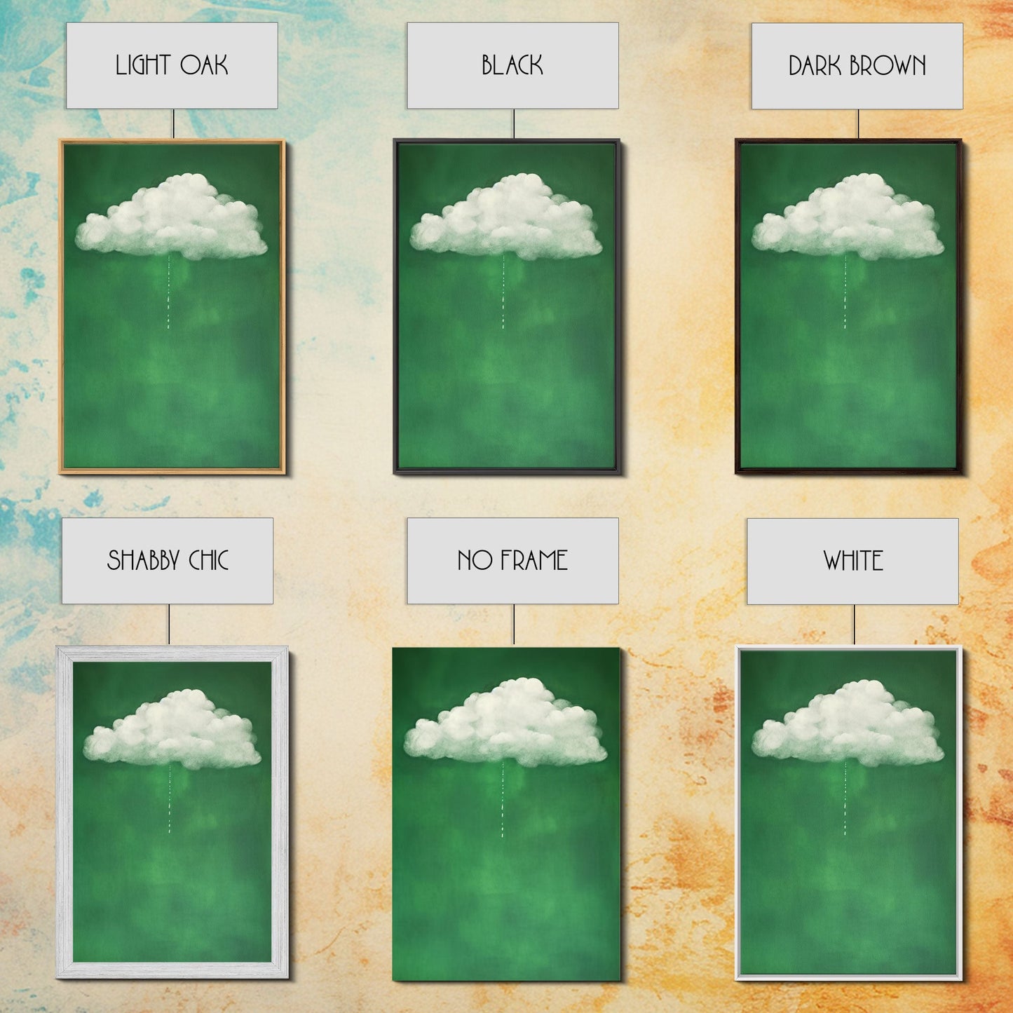 Dark Green Rain Cloud Wall Art, Framed Canvas Or Poster Print, Abstract Art Print, Minimalist Wall Decor, Maximalist Decor, Emerald Green