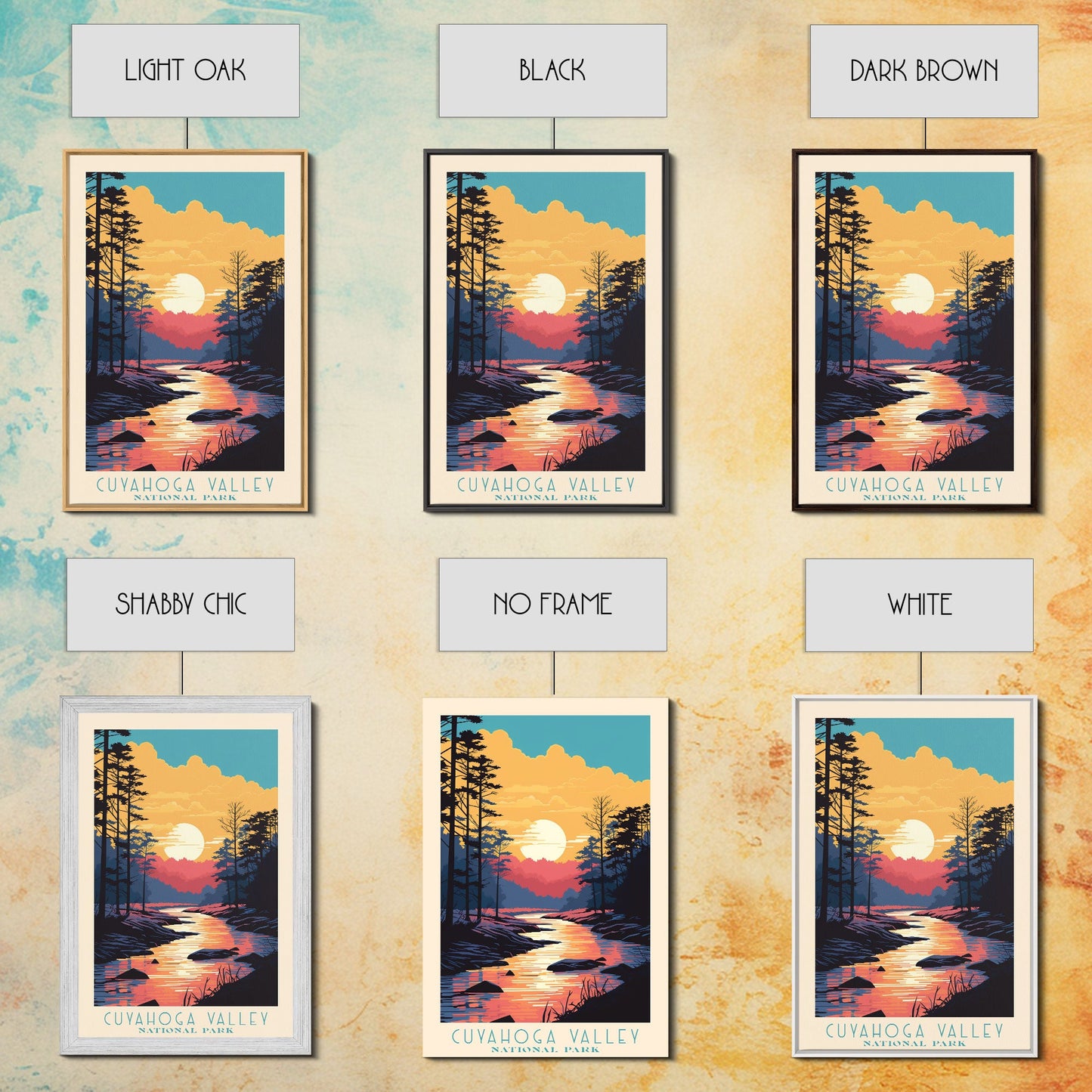 Cuyahoga Valley National Park Ohio Travel Art, National Park Print, Minimalist Travel Art, Midcentury Modern Style Landscape Painting