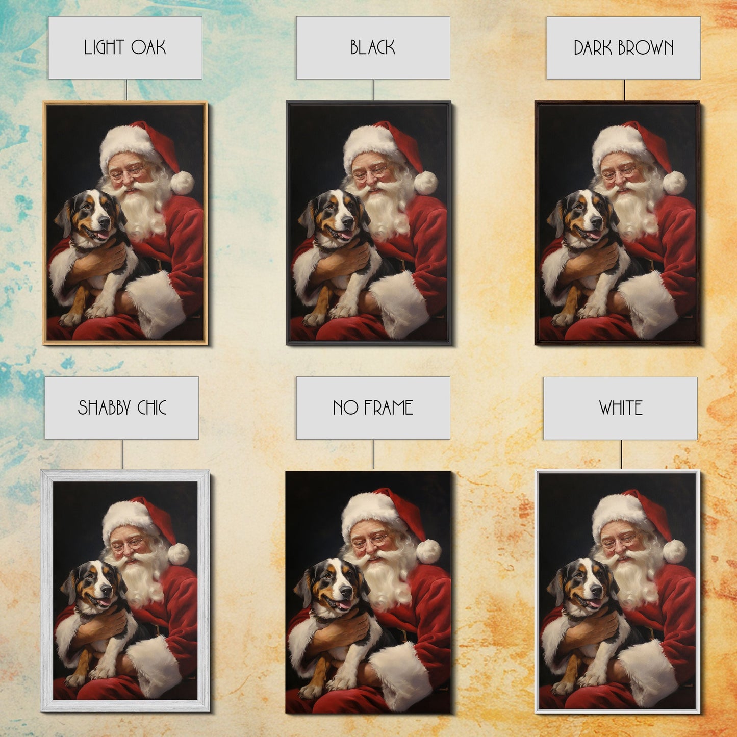 Santa Claus And His Beagle, Christmas Wall Art, Dog Gift, Christmas Dog, Winter Wall Art, Santa Decor, Santa Art Print, Cute Dog Print