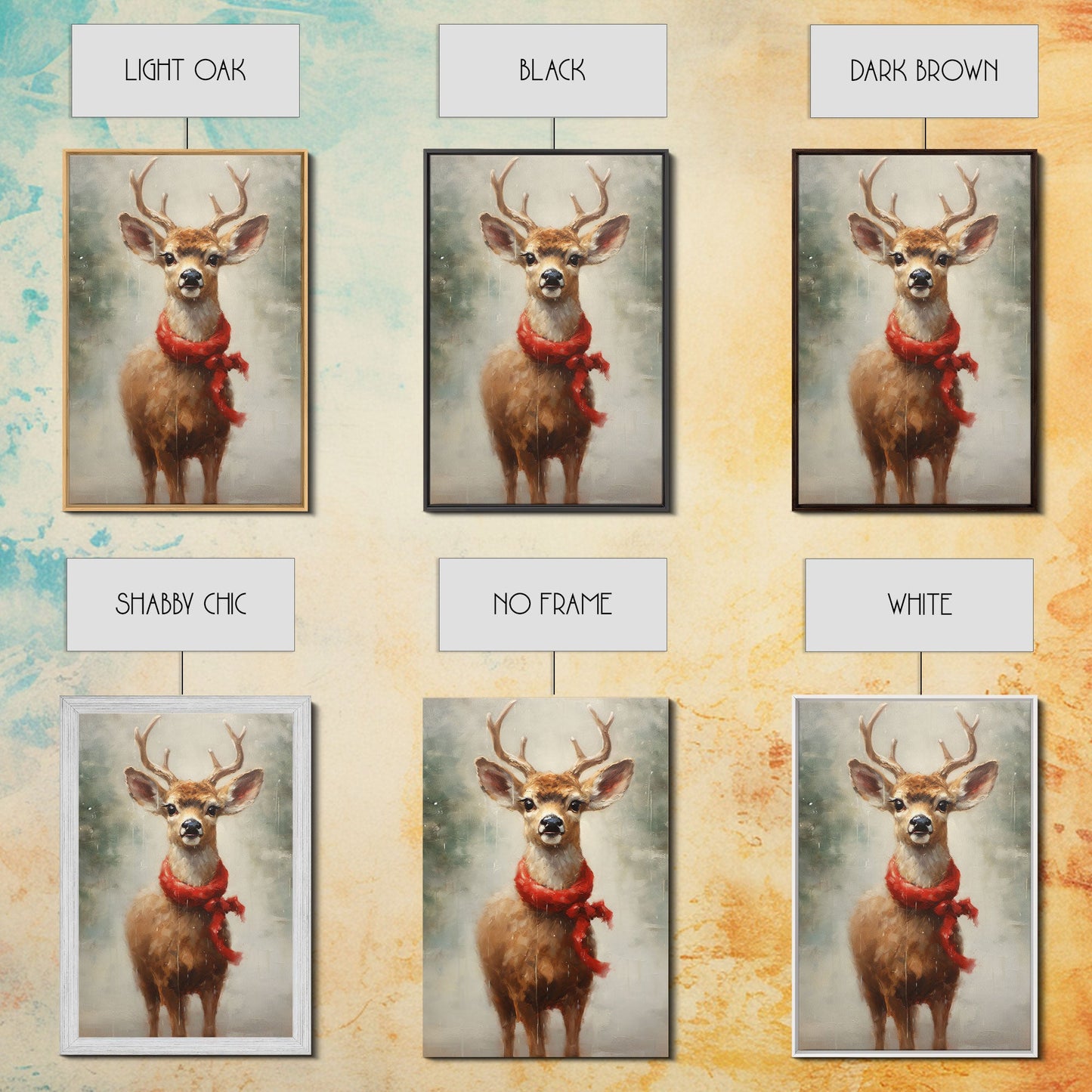 Cute Buck Dressed For Christmas, Christmas Decor, Woodland Animals, Christmas Wall Art, Winter Decor, Holiday Decor, Seasonal Decor