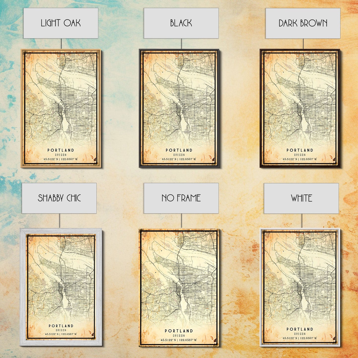 Portland Oregon Street Map, Framed Canvas Art, Oregon United States Road Map Wall Art, Office Wall Art, Portland Wall Decor for Office