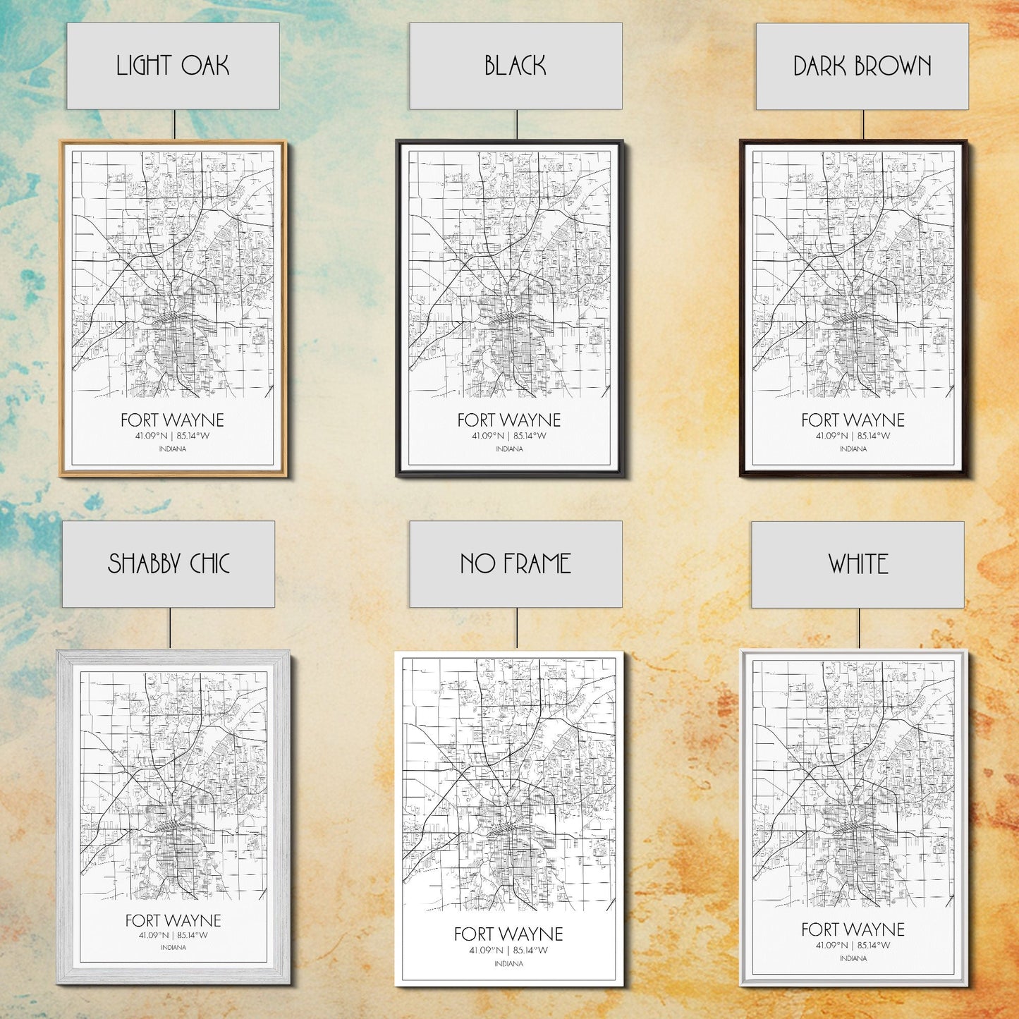 Fort Wayne Street Map, Indiana Map, City Map Art, Minimalist Art, Wall Art, Canvas Print, Office Wall Décor, Gifts For Him, Travel Print