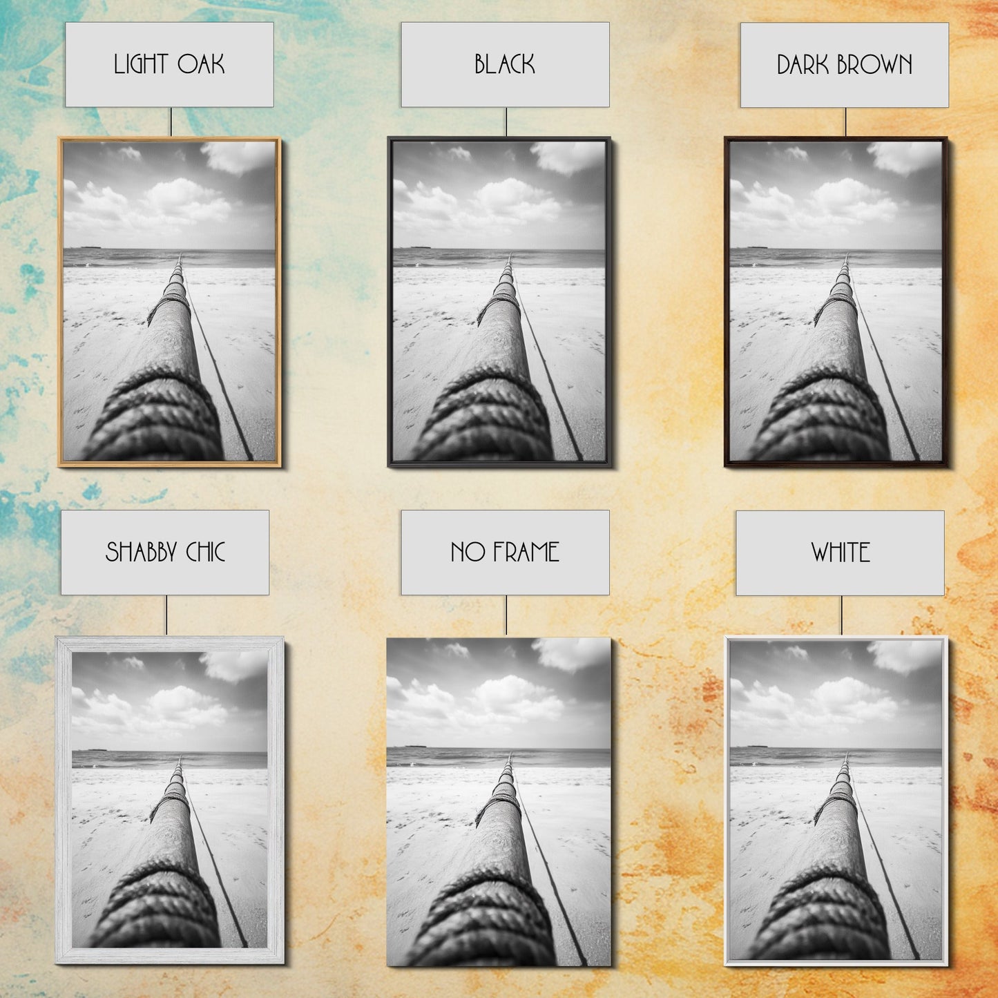 Nautical Rope, Ocean Line, Endless Beach, Maritime Horizon, Canvas Print, Minimalist Wall Art, Modern Coastal Decor, Entryway Beach Art