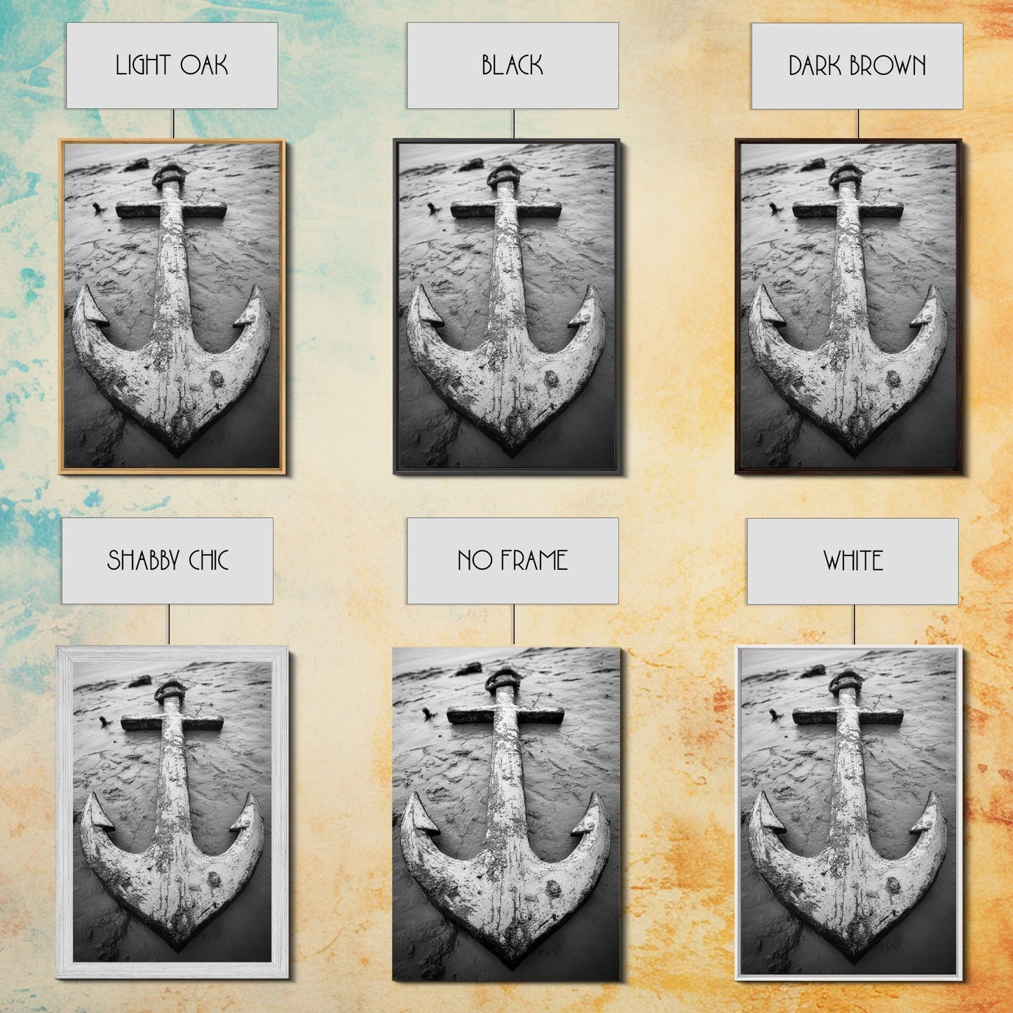 Abandoned Anchor, Nautical Decor, Black White Beach, Framed Canvas Print, Rustic Coastal Wall Art, Entryway Nautical Accent