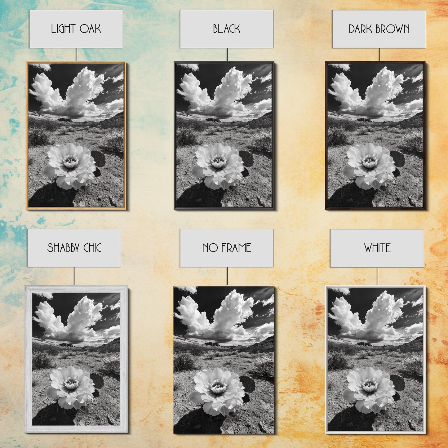 Desert Bloom, Cactus Flower, Bold Nature, Framed Canvas Print, Boho Wall Art, Southwestern Home Decor, Dramatic Desert Photography